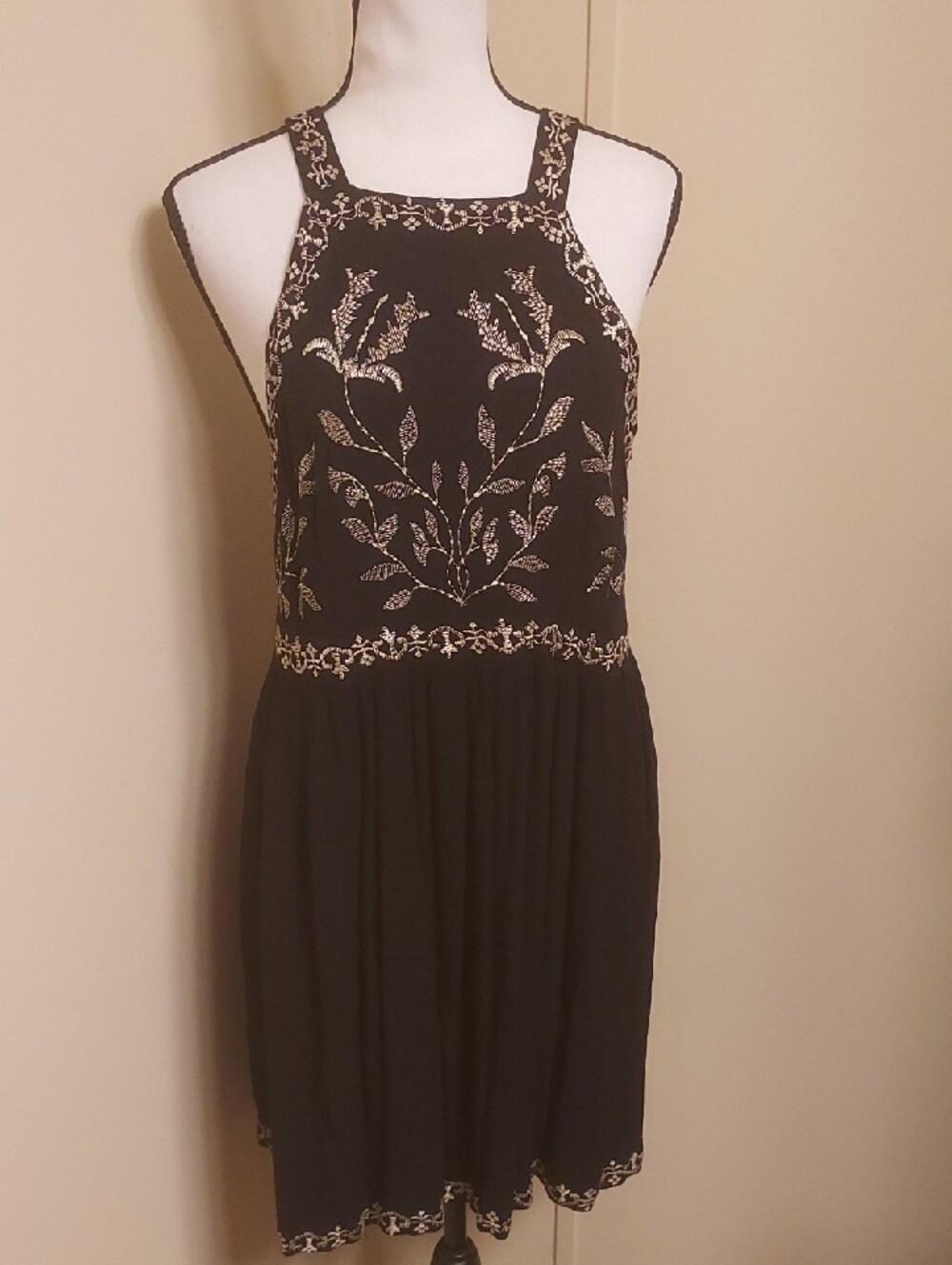 Urban Outfitters Black Dress with Gold Accent